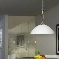 Runde Hängelampe Glas Metall Ø45 cm E27 gemütlich