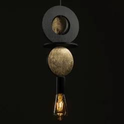 Runde Hängelampe Holz Metall Ø16 cm E27 dekorativ