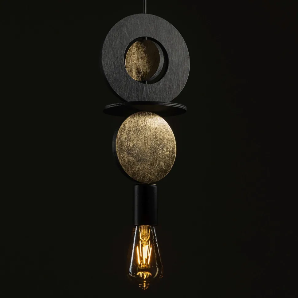 Runde Hängelampe Holz Metall Ø16 cm E27 dekorativ