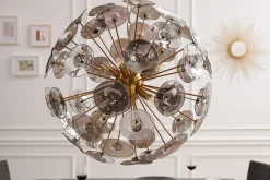 Runde Hängelampe Kugel Glas Metall 5-flammig in Gold