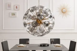 Runde Hängelampe Kugel Glas Metall 5-flammig in Gold