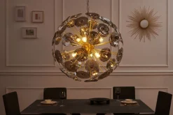 Runde Hängelampe Kugel Glas Metall 5-flammig in Gold