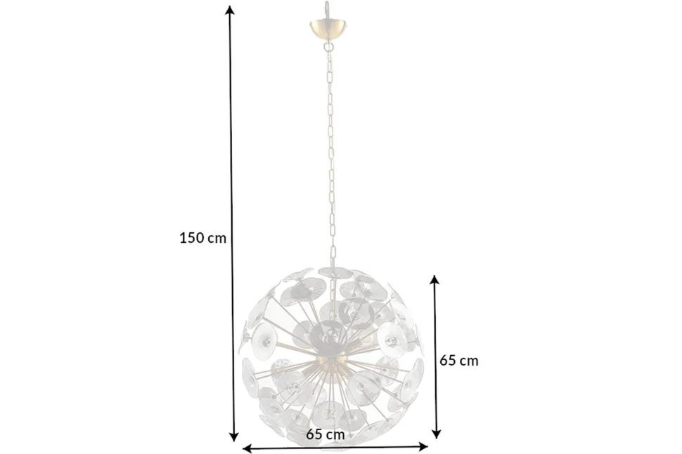 Runde Hängelampe Kugel Glas Metall 5-flammig in Gold