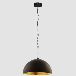 Runde Hängelampe Metall in Schwarz Gold 50 cm Modern
