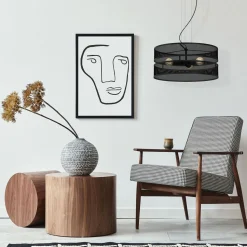 Runde Hängelampe Metall Schwarz E27 Ø55 cm Industrial