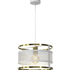 Runde Hängelampe Metall Weiß Gold Ø30 cm Loft stylisch