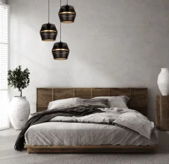 Runde Hängelampe Schwarz Gold Metall B:45 cm E27 3-flmg