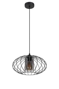 Runde Hängelampe Schwarz Metall Ø34 cm E27 Retro