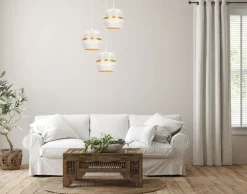 Runde Hängelampe Weiß Gold Metall B:45 cm E27 3-flmg