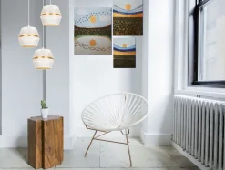 Runde Hängelampe Weiß Gold Metall B:45 cm E27 3-flmg