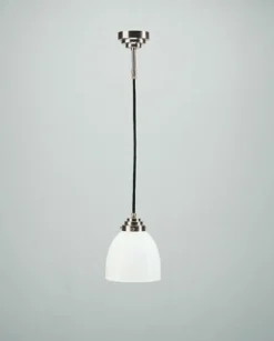 Runde Hängeleuchte Messing Glas in Nickel E27 B:15 cm