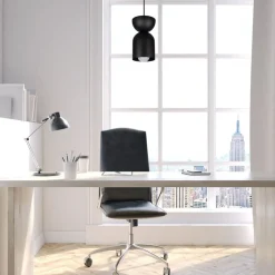 Runde Hängeleuchte Schwarz Metall Ø11 cm Minimalistisch