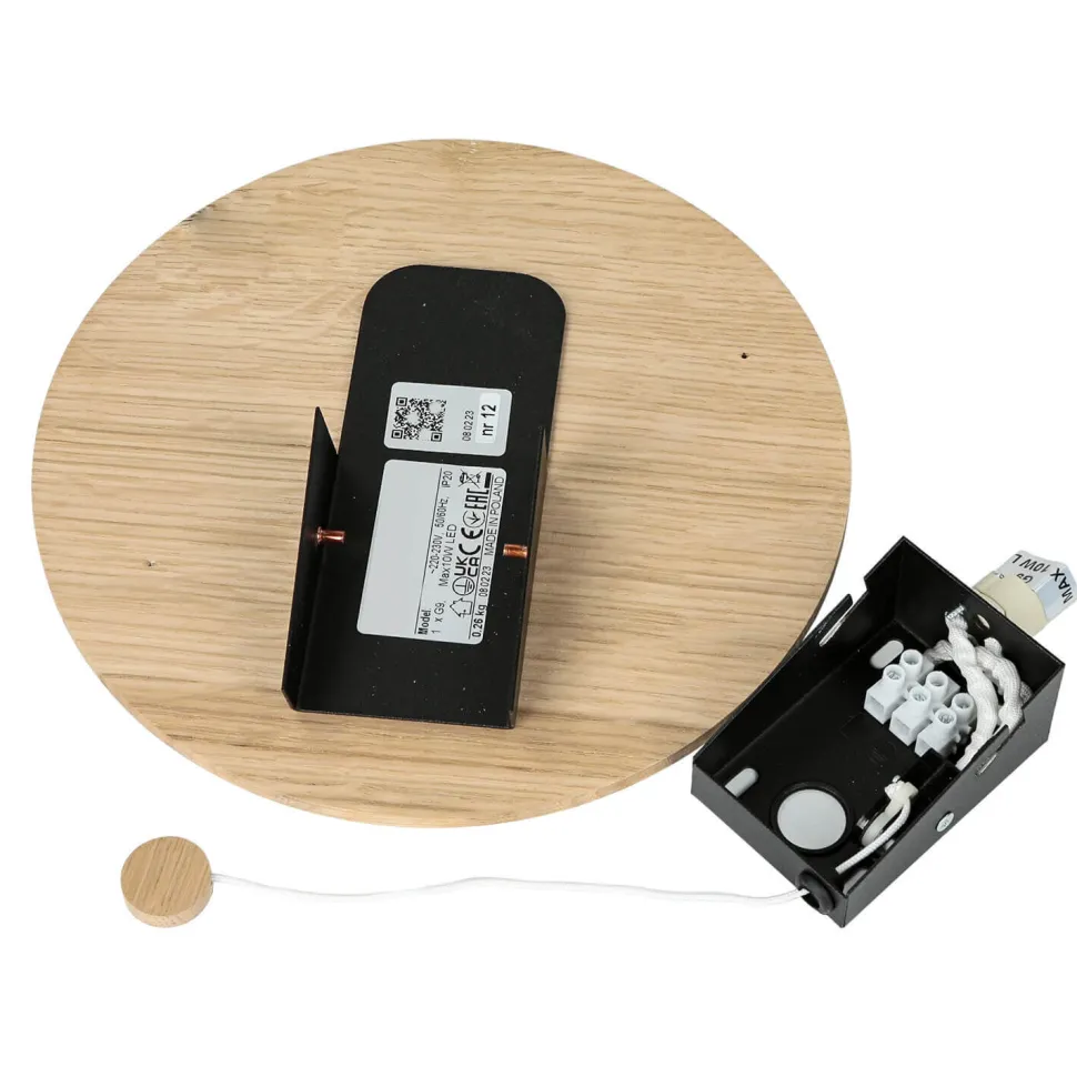 Runde Holz Wandlampe mit Schalter flach Modern