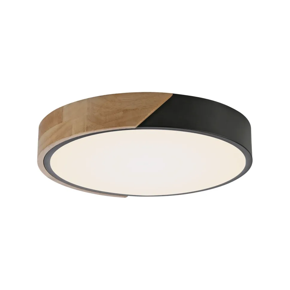 Runde LED Deckenlampe Holz Ø32 cm Schwarz Natur 2520 lm