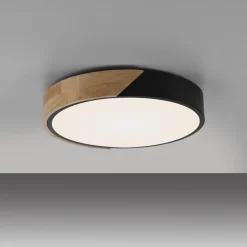 Runde LED Deckenlampe Holz Ø32 cm Schwarz Natur 2520 lm