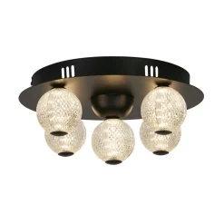 Runde LED Deckenlampe Schwarz Metall Ø33 cm 21 W Kugeln