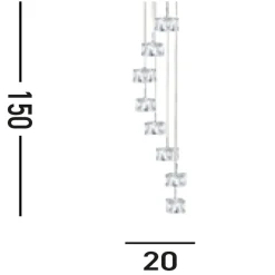 Runde LED Pendelleuchte 8-flmg Metall Glas Ø20 cm 5 W