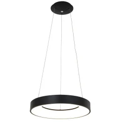 Runde LED Pendelleuchte Schwarz Ø48 cm 2700 K gemütlich