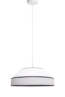 Runde Pendelleuchte Baumwolle wohnlich Weiß E27 B:45 cm