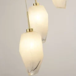 Runde Pendelleuchte Glas Metall Ø32 cm in Messing Weiß