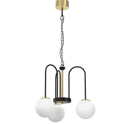 Runde Pendelleuchte in Messing Schwarz Weiß E14 Ø51 cm