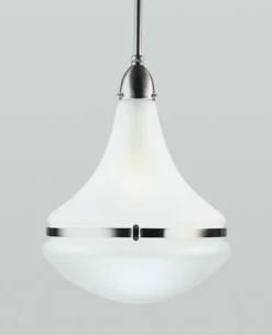 Runde Pendelleuchte Messing Glas E27 Ø34 cm in Nickel