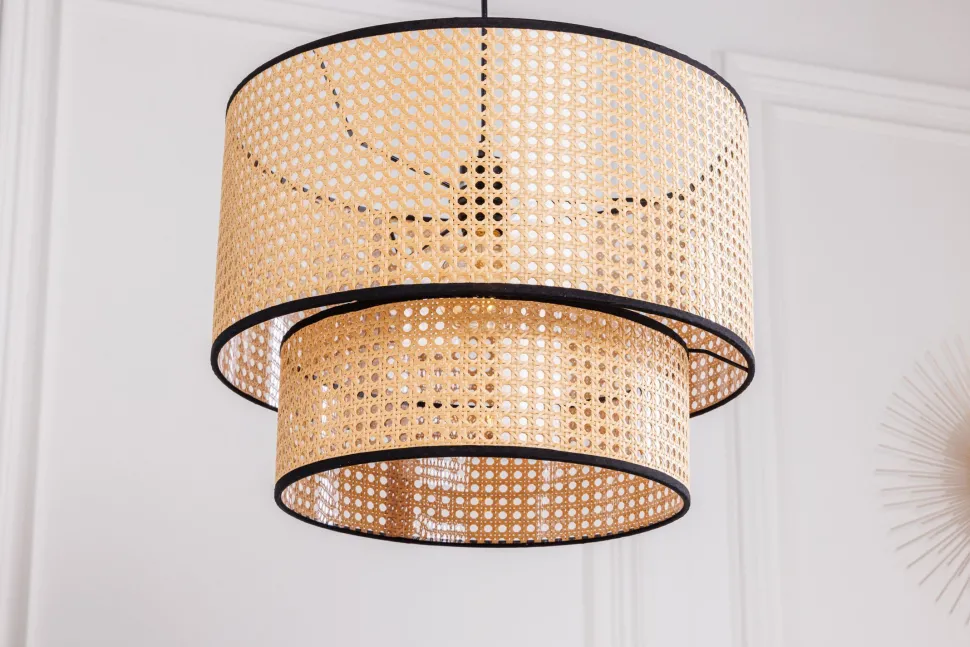 Runde Pendelleuchte Metall Ø45 cm E27 Wiener Geflecht