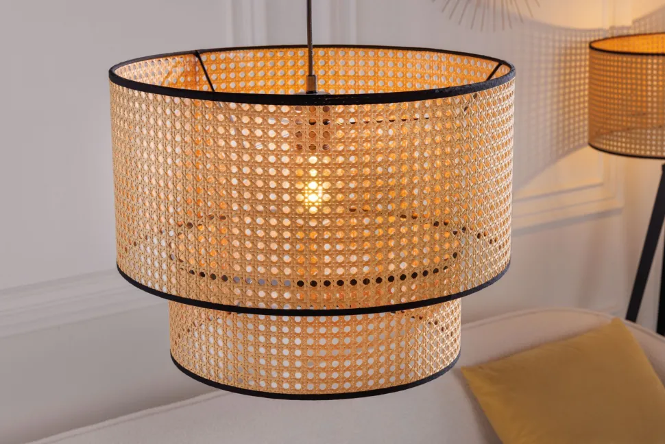 Runde Pendelleuchte Metall Ø45 cm E27 Wiener Geflecht