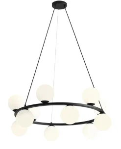 Runde Pendelleuchte Modern Glas Schwarz Metall 12-flmg