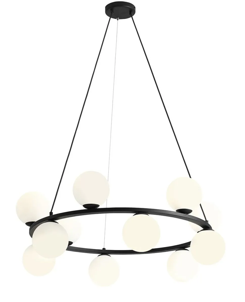 Runde Pendelleuchte Modern Glas Schwarz Metall 12-flmg