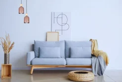 Runde Pendelleuchte Pink Metall Holz 2-flmg E27 Ø21 cm