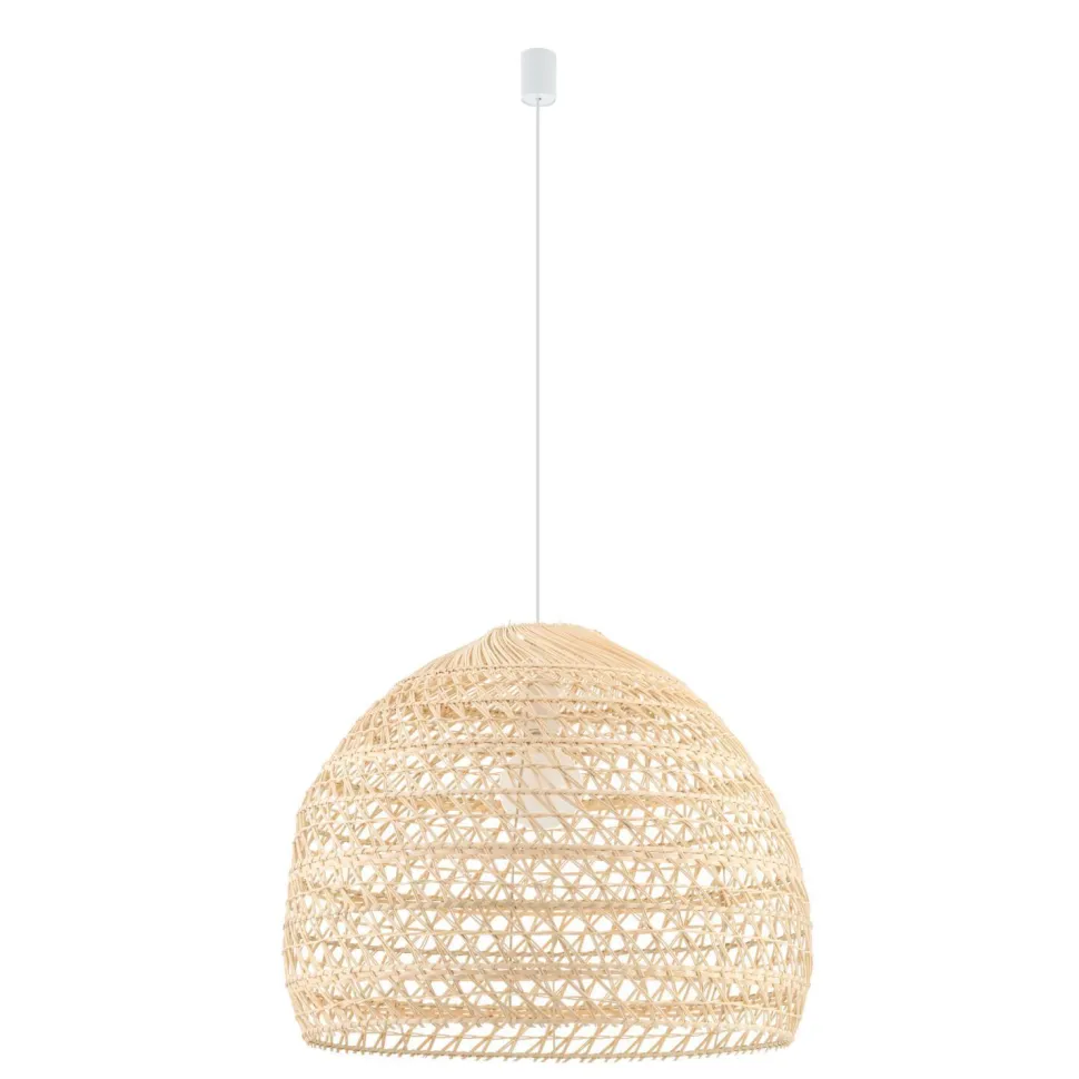 Runde Pendelleuchte Rattan Naturholz E27 Ø60 cm Modern