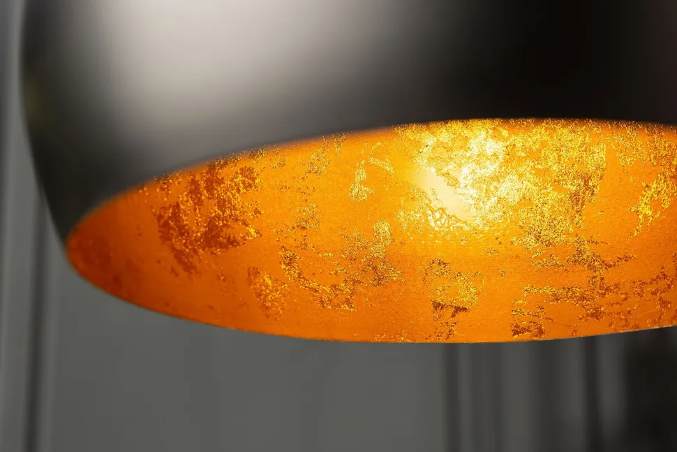 Runde Pendelleuchte Schwarz Gold Metall Ø30 cm Retro