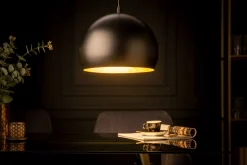 Runde Pendelleuchte Schwarz Gold Metall Ø30 cm Retro