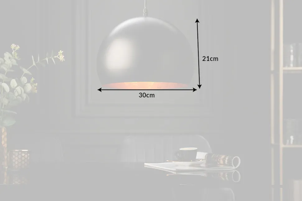 Runde Pendelleuchte Schwarz Gold Metall Ø30 cm Retro