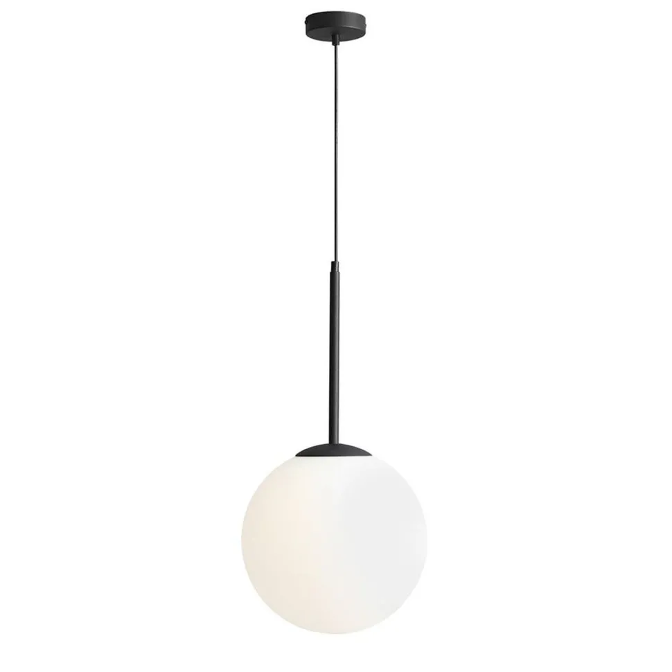 Runde Pendelleuchte Schwarz Weiß Glas Metall E27 Ø30 cm