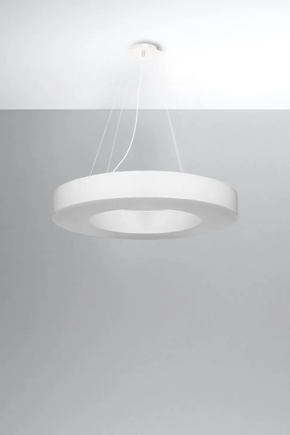 Runde Pendelleuchte Stoff Ø 70 cm Weiß blendarm 6x E27