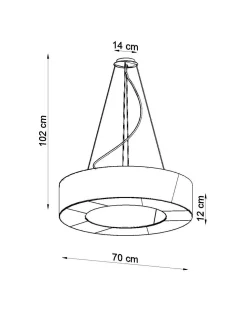 Runde Pendelleuchte Stoff Ø 70 cm Weiß blendarm 6x E27
