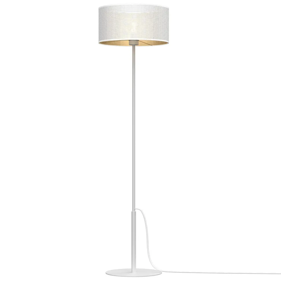 Runde Stehleuchte in Weiß Gold 150 cm groß Metall