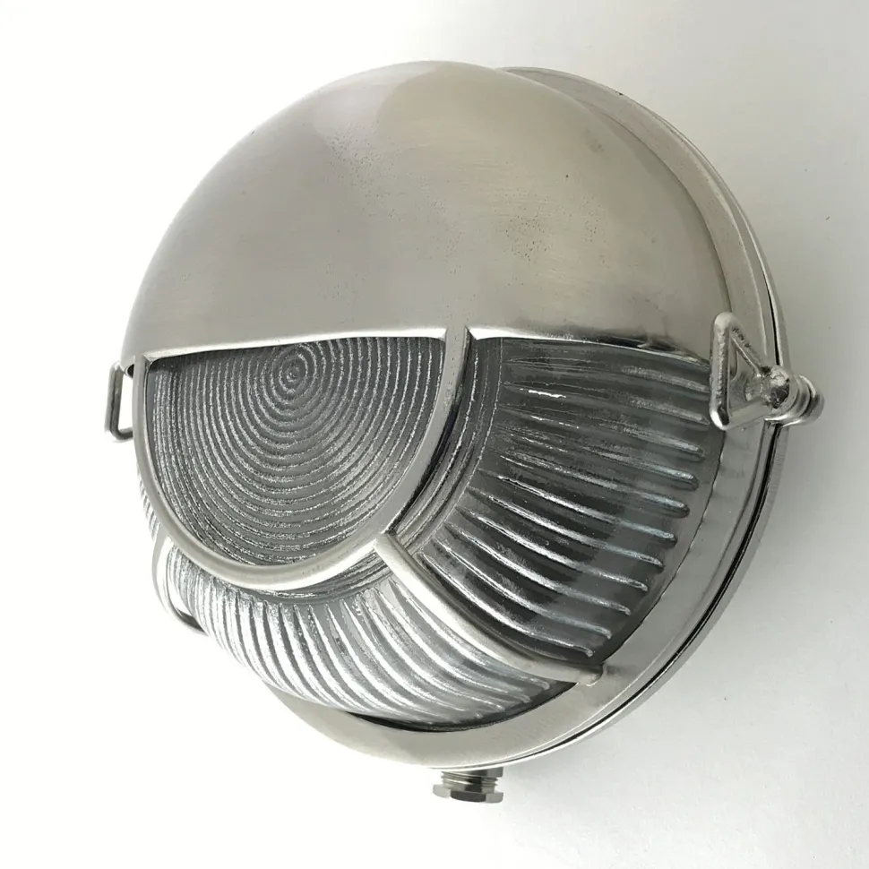 Runde Wandleuchte außen Messing Glas E27 IP64 Maritim