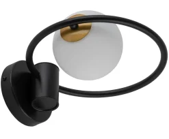 Runde Wandleuchte Glas Kugel Metall Schwarz Ø12 cm G9