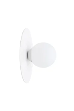 Runde Wandleuchte Glasschirm Metall Weiß E27 Ø25 cm