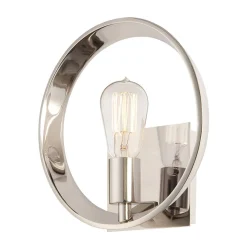 Runde Wandleuchte Metall in Silber antik E27 RESFINE