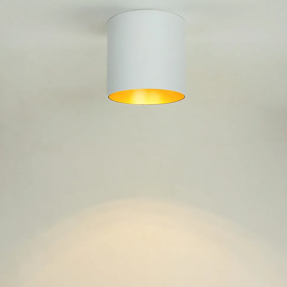 Runder Deckenspot Metall in Weiß Gold GU10 POINT