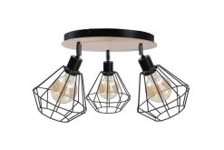 Runder Deckenstrahler Metall Holz Ø34cm flexibel