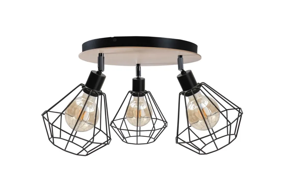 Runder Deckenstrahler Metall Holz Ø34cm flexibel