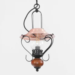 Rustikale Hängeleuchte ENNA mit Glasschirm Schwarz Kupfer