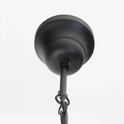 Rustikale Hängeleuchte ENNA mit Glasschirm Schwarz Kupfer