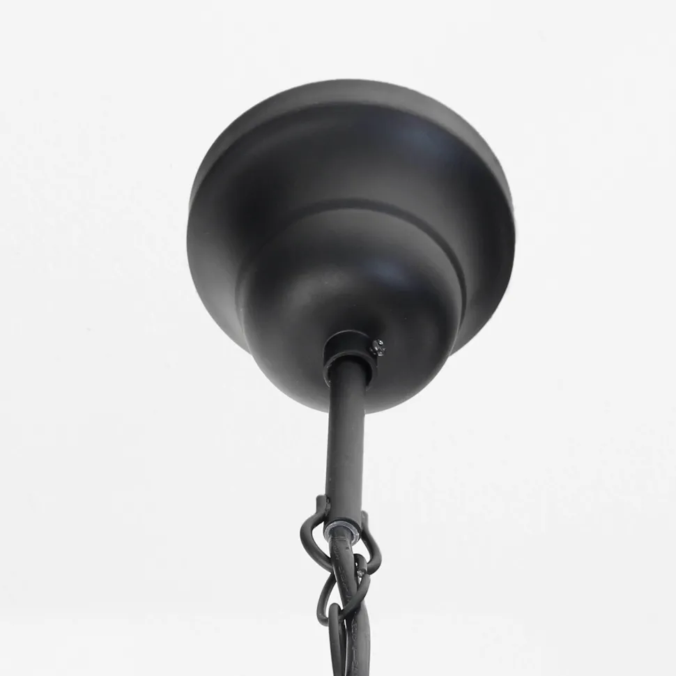 Rustikale Hängeleuchte ENNA mit Glasschirm Schwarz Kupfer