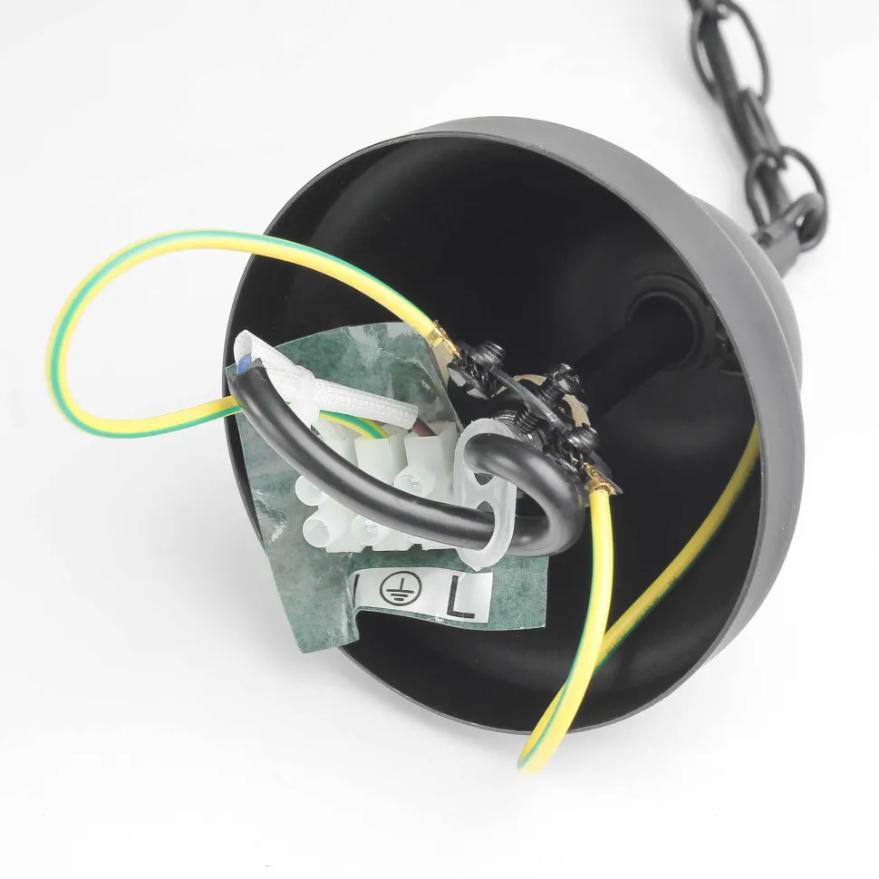 Rustikale Hängeleuchte ENNA mit Glasschirm Schwarz Kupfer